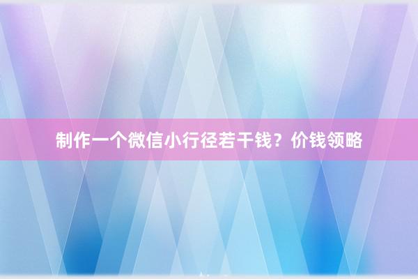 制作一个微信小行径若干钱？价钱领略